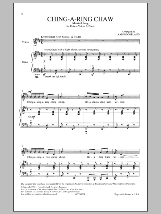 Aaron Copland Ching-A-Ring Chaw Sheet Music