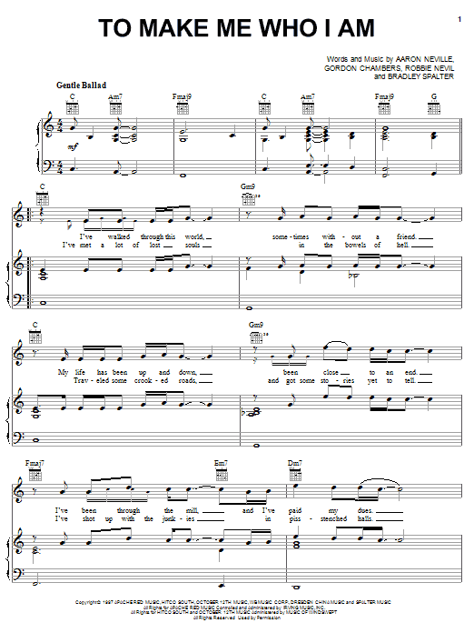 Aaron Neville To Make Me Who I Am Sheet Music