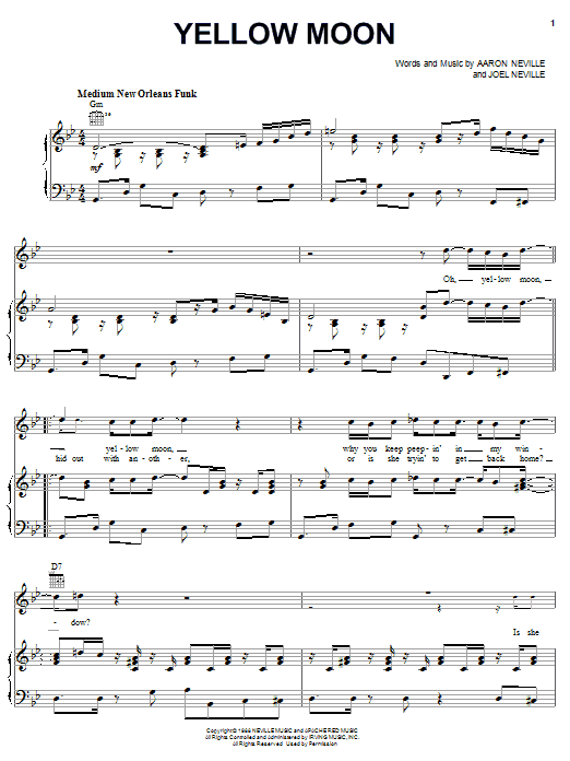 Aaron Neville Yellow Moon Sheet Music