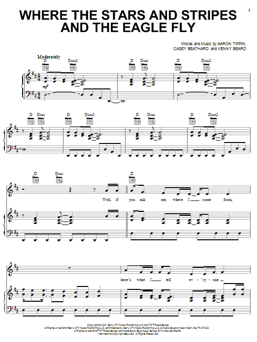 Aaron Tippin Where The Stars And Stripes And The Eagle Fly Sheet Music