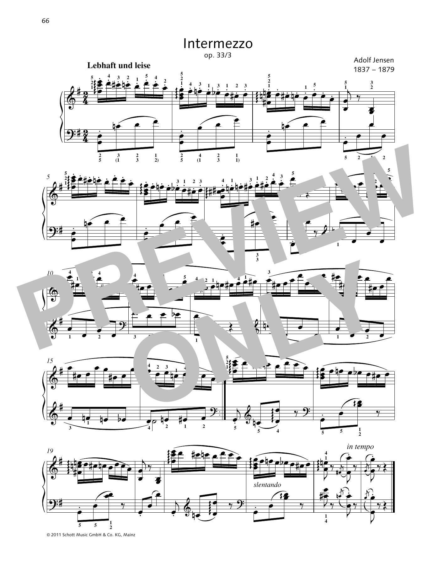 Adolf Jensen Intermezzo Sheet Music