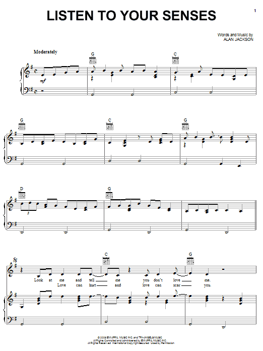 Alan Jackson Listen To Your Senses Sheet Music