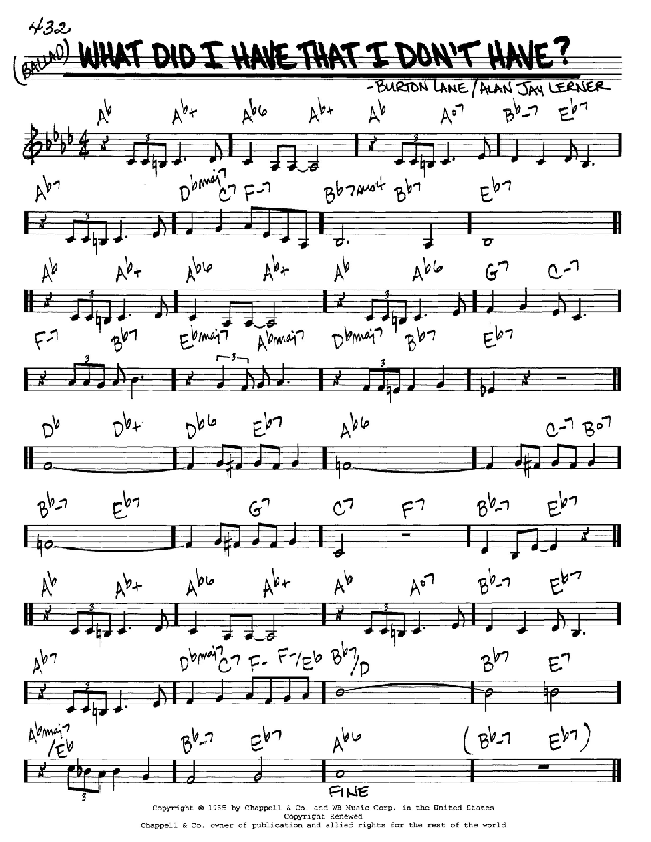 Alan Jay Lerner What Did I Have That I Don't Have? Sheet Music