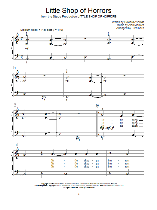 Alan Menken Little Shop Of Horrors (from Little Shop of Horrors) (arr. Fred Kern) Sheet Music