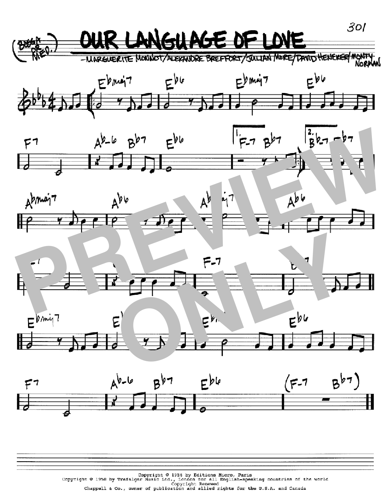 Alexandre Breffort Our Language Of Love Sheet Music