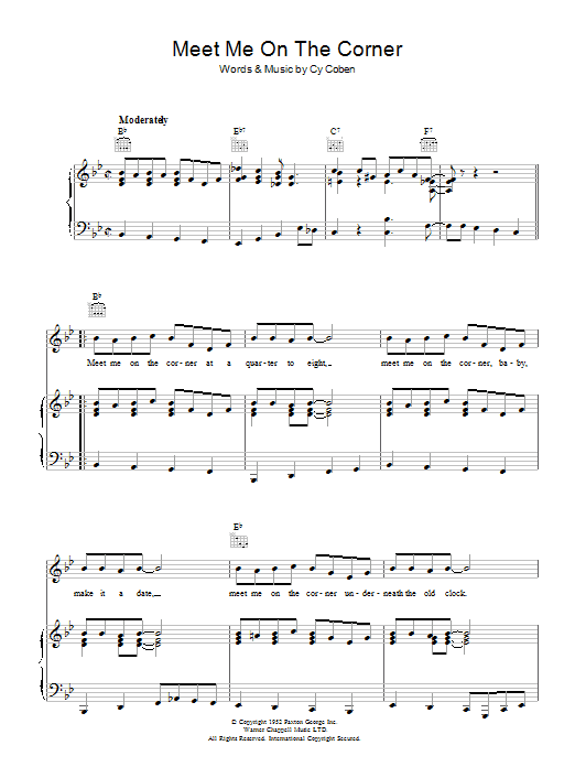 Alma Cogan Meet Me On The Corner Sheet Music