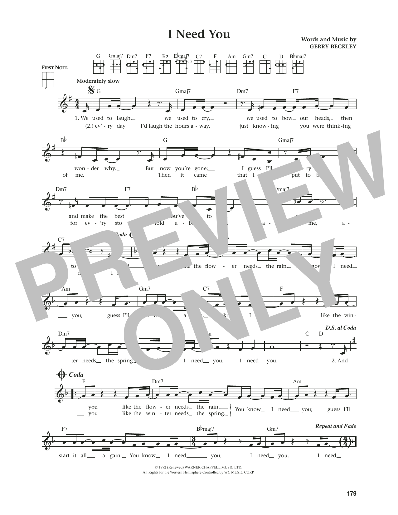 America I Need You (from The Daily Ukulele) (arr. Jim Beloff) Sheet Music