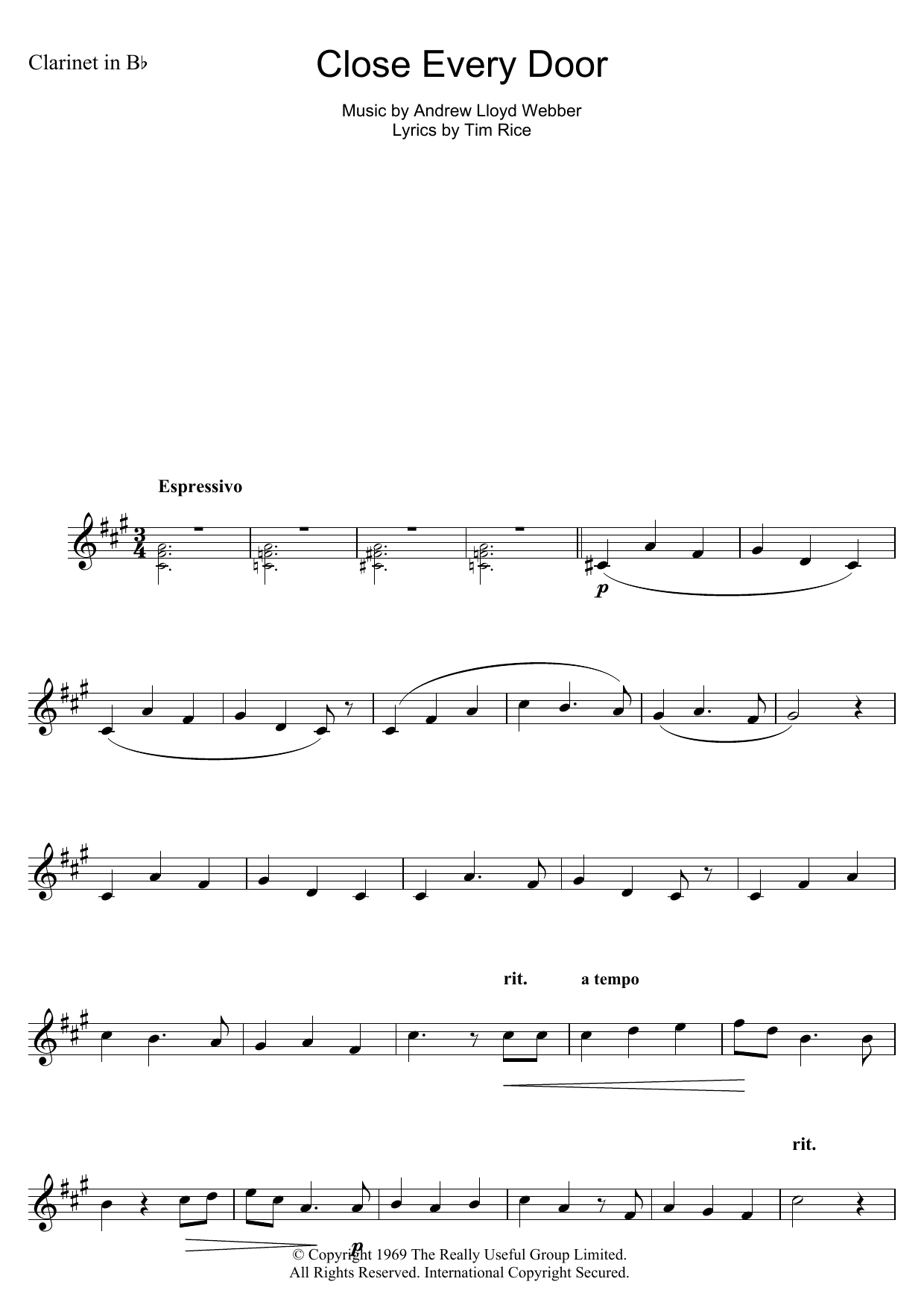 Andrew Lloyd Webber Close Every Door (from Joseph And The Amazing Technicolor Dreamcoat) Sheet Music