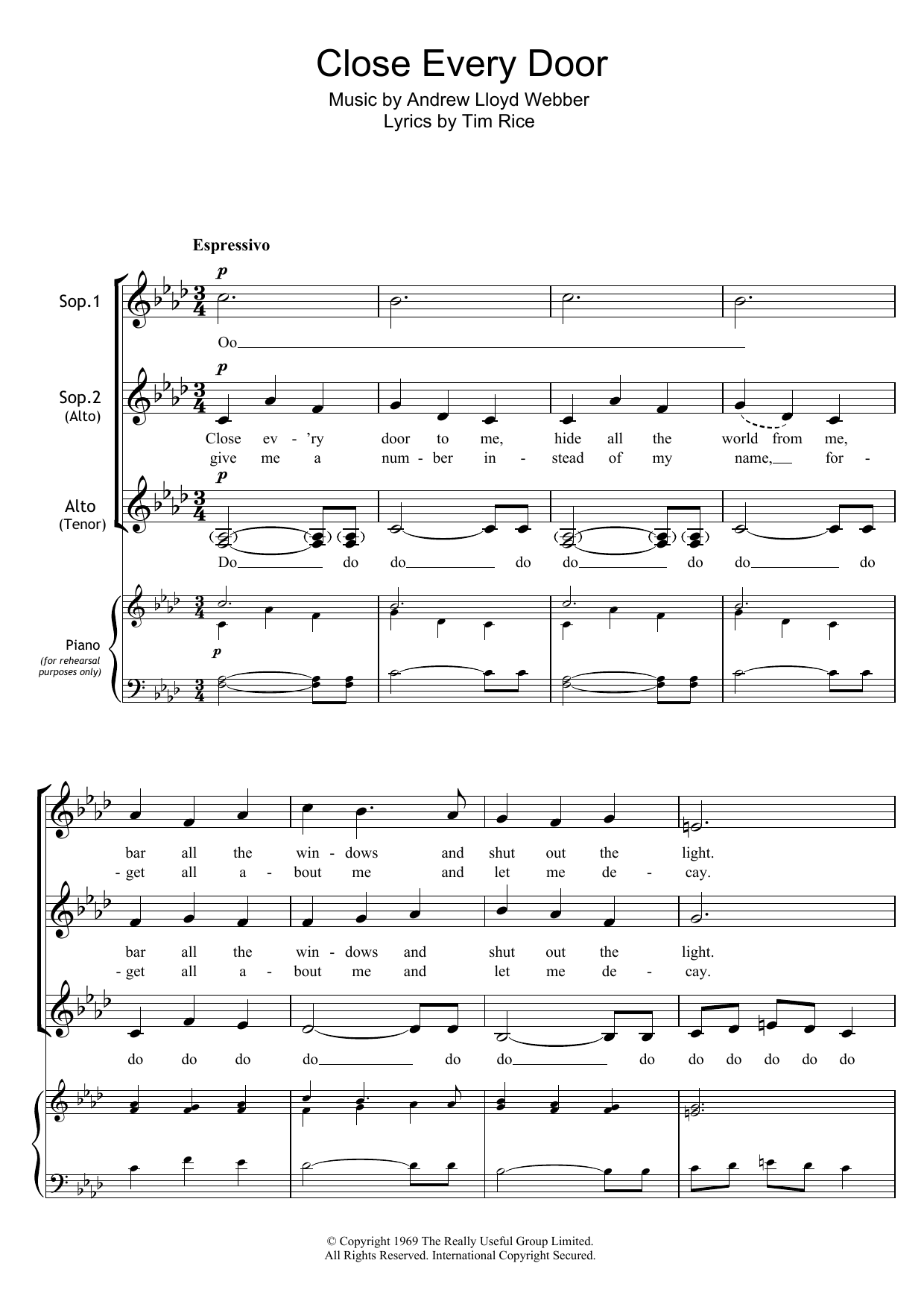 Andrew Lloyd Webber Close Every Door (from Joseph And The Amazing Technicolor Dreamcoat) Sheet Music