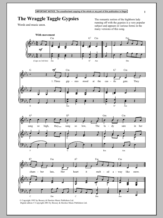 Anonymous The Wraggle Taggle Gypsies Sheet Music