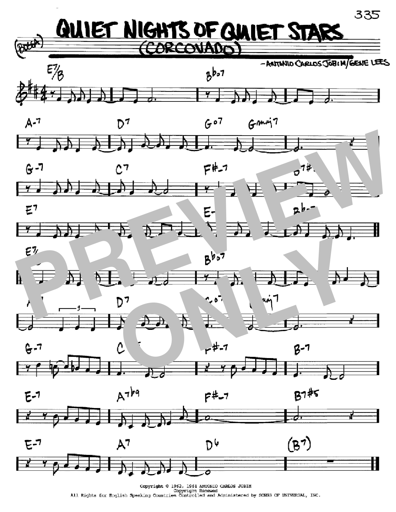 Antonio Carlos Jobim Quiet Nights Of Quiet Stars (Corcovado) Sheet Music