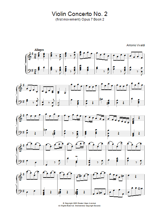 Antonio Vivaldi Allegro Op.7, Book 2 Sheet Music