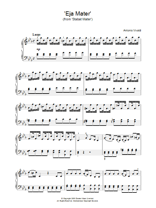 Antonio Vivaldi 'Eja Mater' (from 'Stabat Mater') Sheet Music