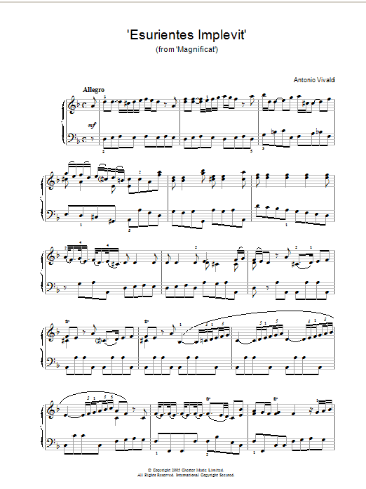 Antonio Vivaldi 'Esurientes Implevit' (from 'Magnificat') Sheet Music