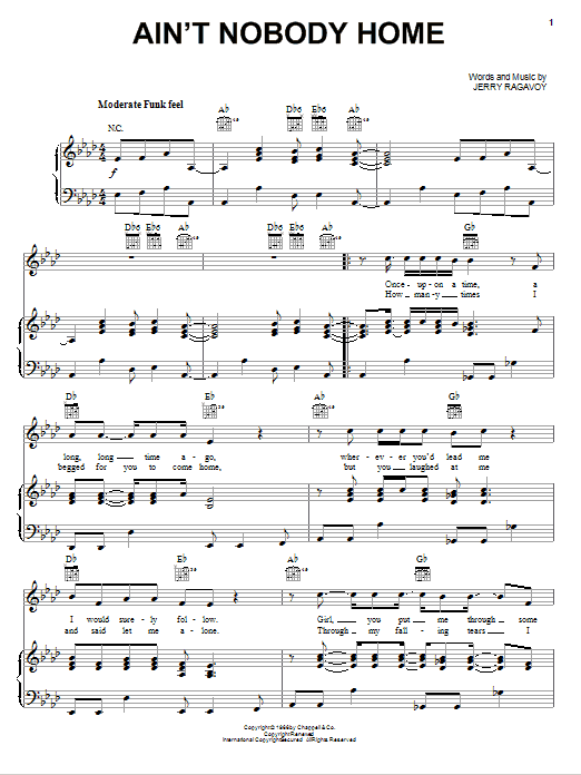 B.B. King Ain't Nobody Home Sheet Music