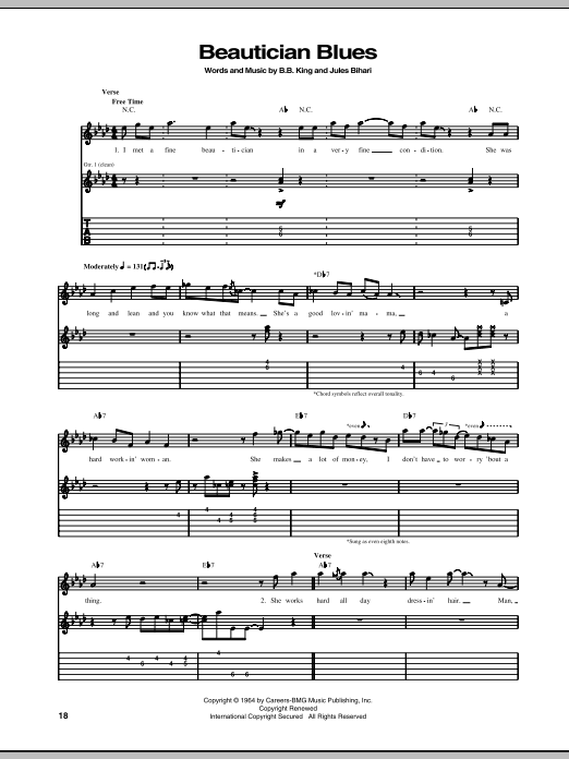 B.B. King Beautician Blues Sheet Music