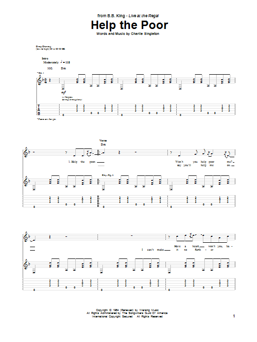 B.B. King Help The Poor Sheet Music