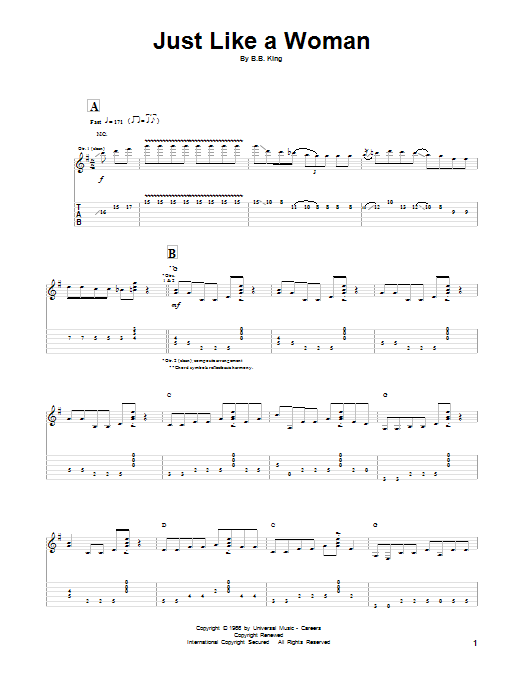 B.B. King Just Like A Woman Sheet Music
