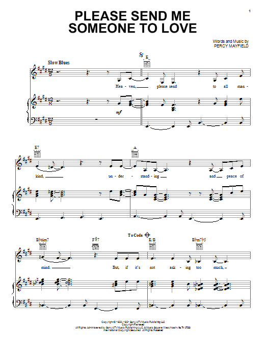 B.B. King Please Send Me Someone To Love Sheet Music