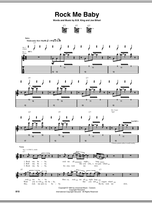 B.B. King Rock Me Baby Sheet Music