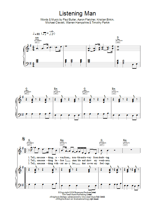 Bee Gees Listening Man Sheet Music