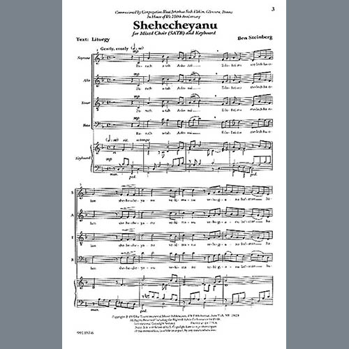 Easily Download Ben Steinberg Printable PDF piano music notes, guitar tabs for SATB Choir. Transpose or transcribe this score in no time - Learn how to play song progression.