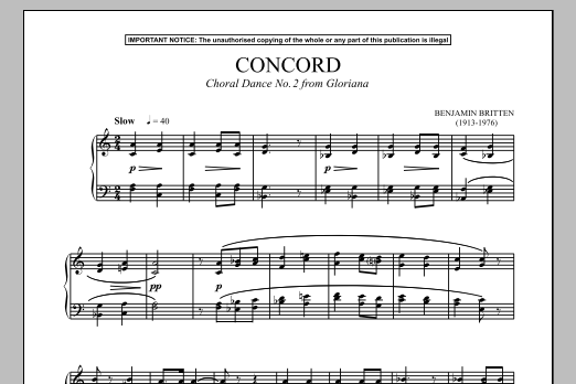 Benjamin Britten Gloriana, Choral Dance No. 2 (Concord) Sheet Music