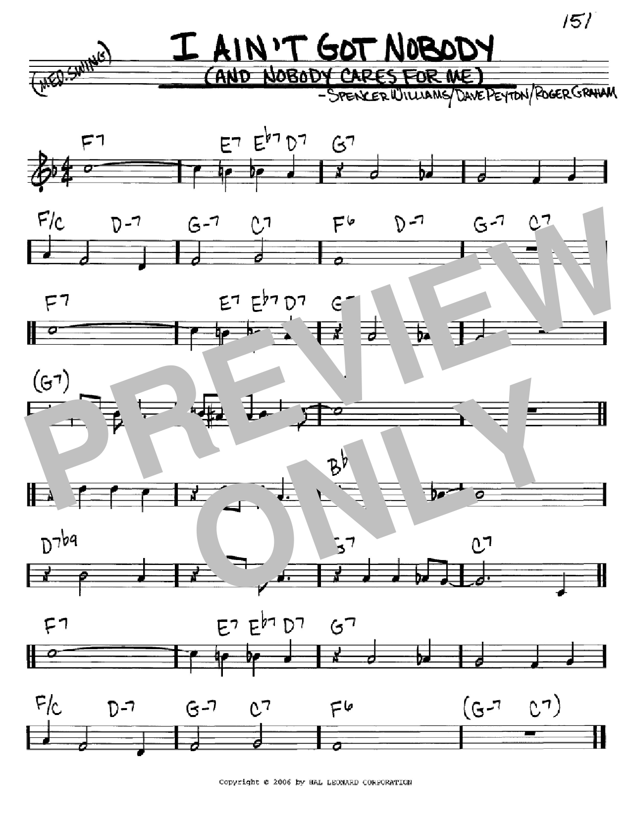 Bessie Smith I Ain't Got Nobody (And Nobody Cares For Me) Sheet Music