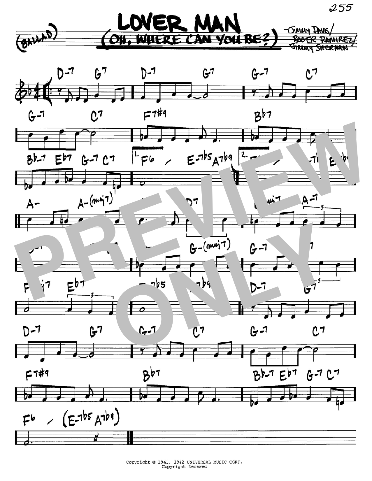 Billie Holiday Lover Man (Oh, Where Can You Be?) Sheet Music