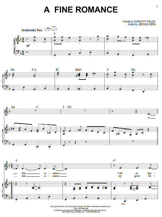 Billie Holiday A Fine Romance Sheet Music