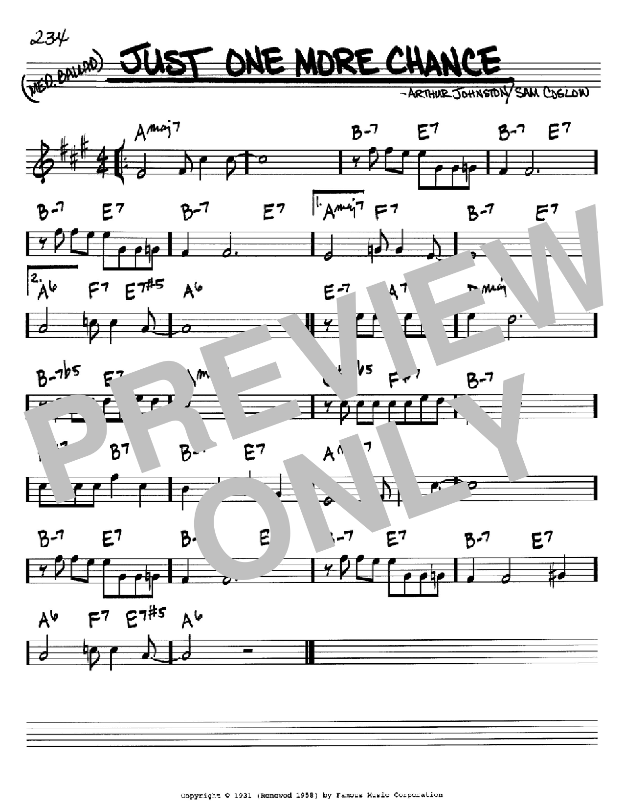 Bing Crosby Just One More Chance Sheet Music