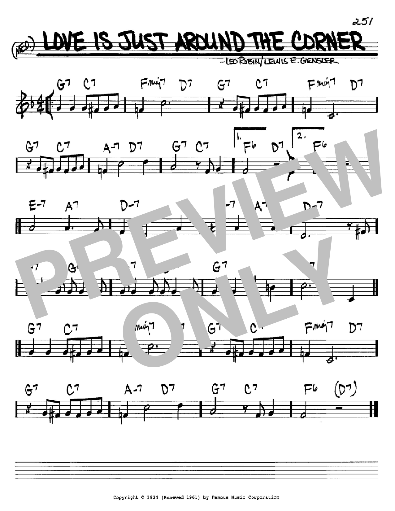 Bing Crosby Love Is Just Around The Corner Sheet Music