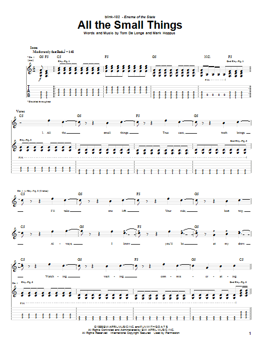 Blink-182 All The Small Things Sheet Music