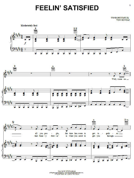Boston Feelin' Satisfied Sheet Music