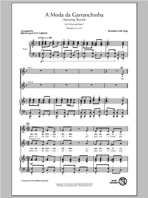 Brad Green A Moda Da Garranchinha (Spinning 'Round) Sheet Music