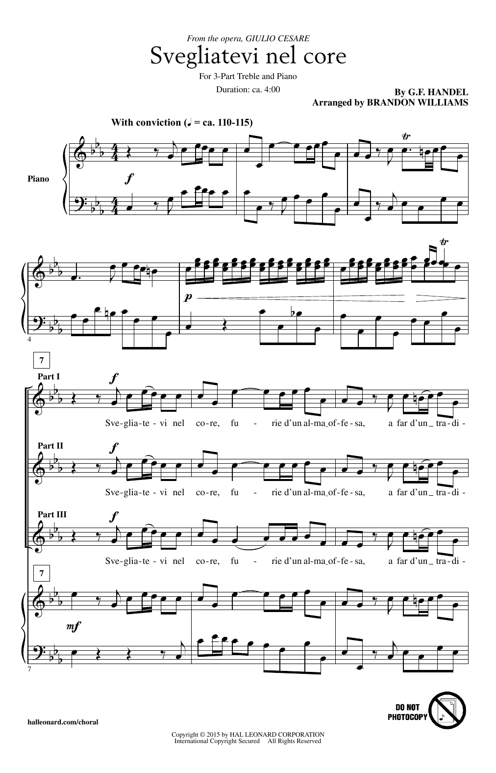 Brandon Williams Svegliatevi Nel Core Sheet Music