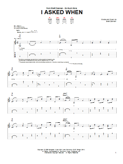 Brett Dennen I Asked When Sheet Music