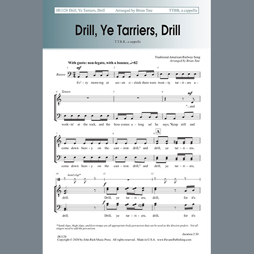 Easily Download Brian Tate Printable PDF piano music notes, guitar tabs for TTBB Choir. Transpose or transcribe this score in no time - Learn how to play song progression.