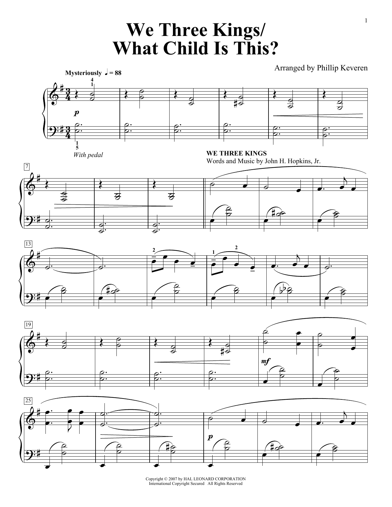 16th Century English Melody We Three Kings/What Child Is This (arr. Phillip Keveren) Sheet Music