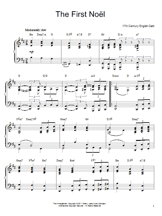 17th Century English Carol The First Noel [Gospel version] Sheet Music