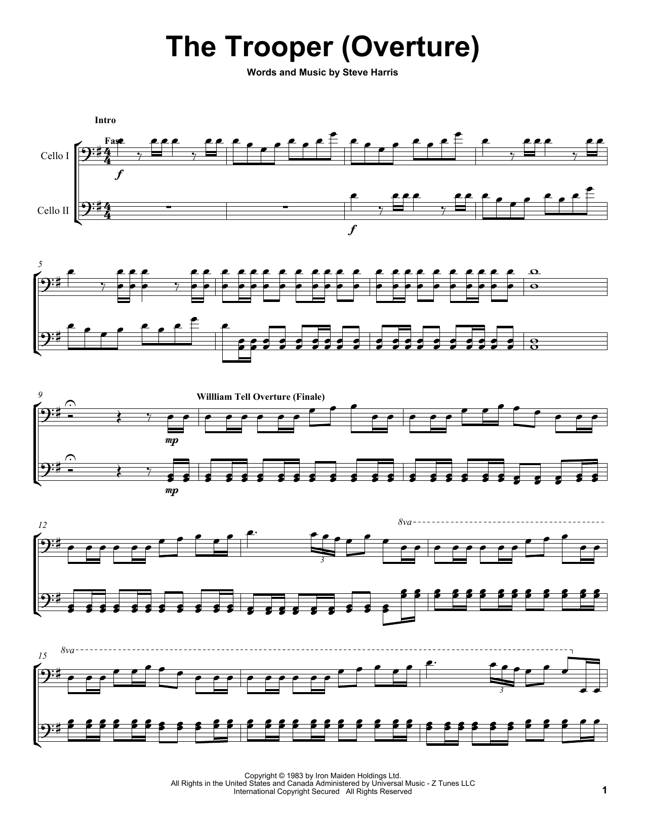 2Cellos The Trooper Sheet Music