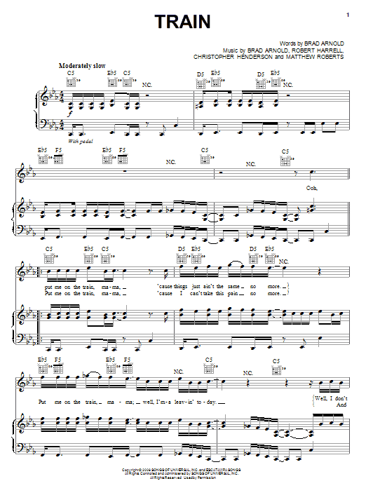 3 Doors Down Train Sheet Music