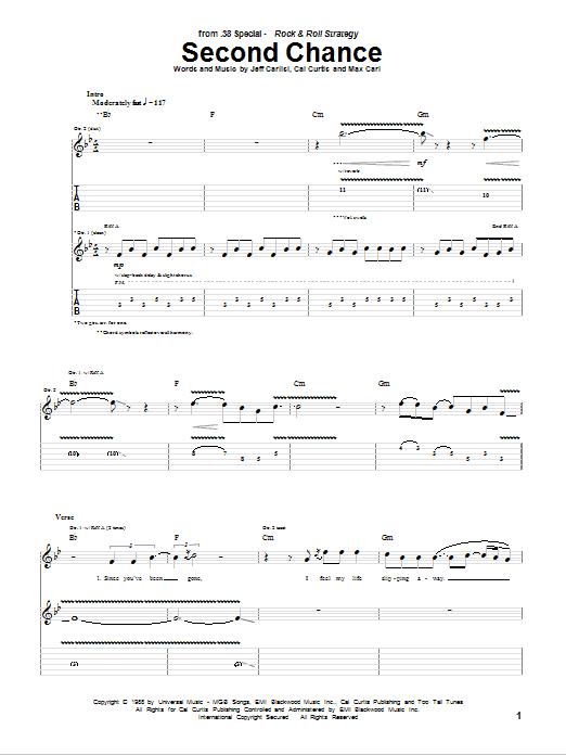 38 Special Second Chance Sheet Music
