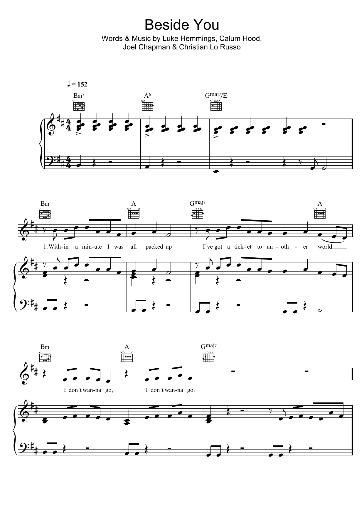 5 Seconds of Summer Beside You Sheet Music