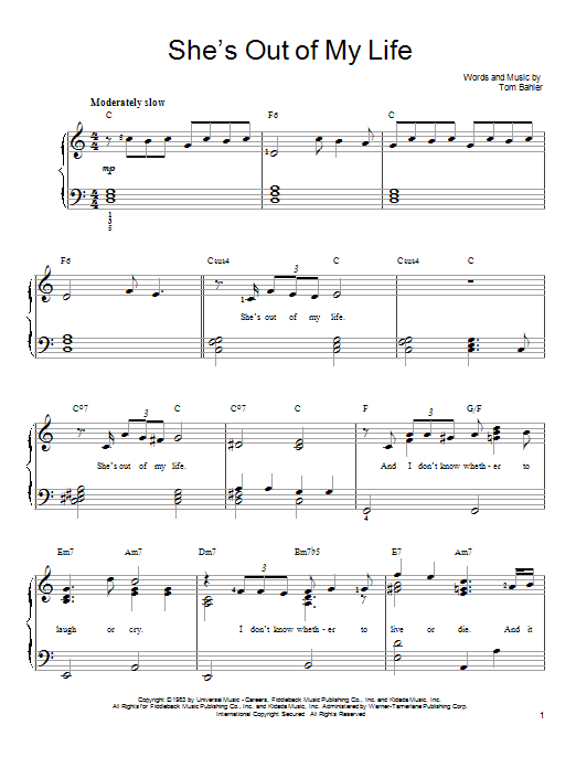 98 Degrees She's Out Of My Life Sheet Music
