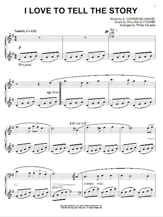 A. Catherine Hankey I Love To Tell The Story (arr. Phillip Keveren) Sheet Music