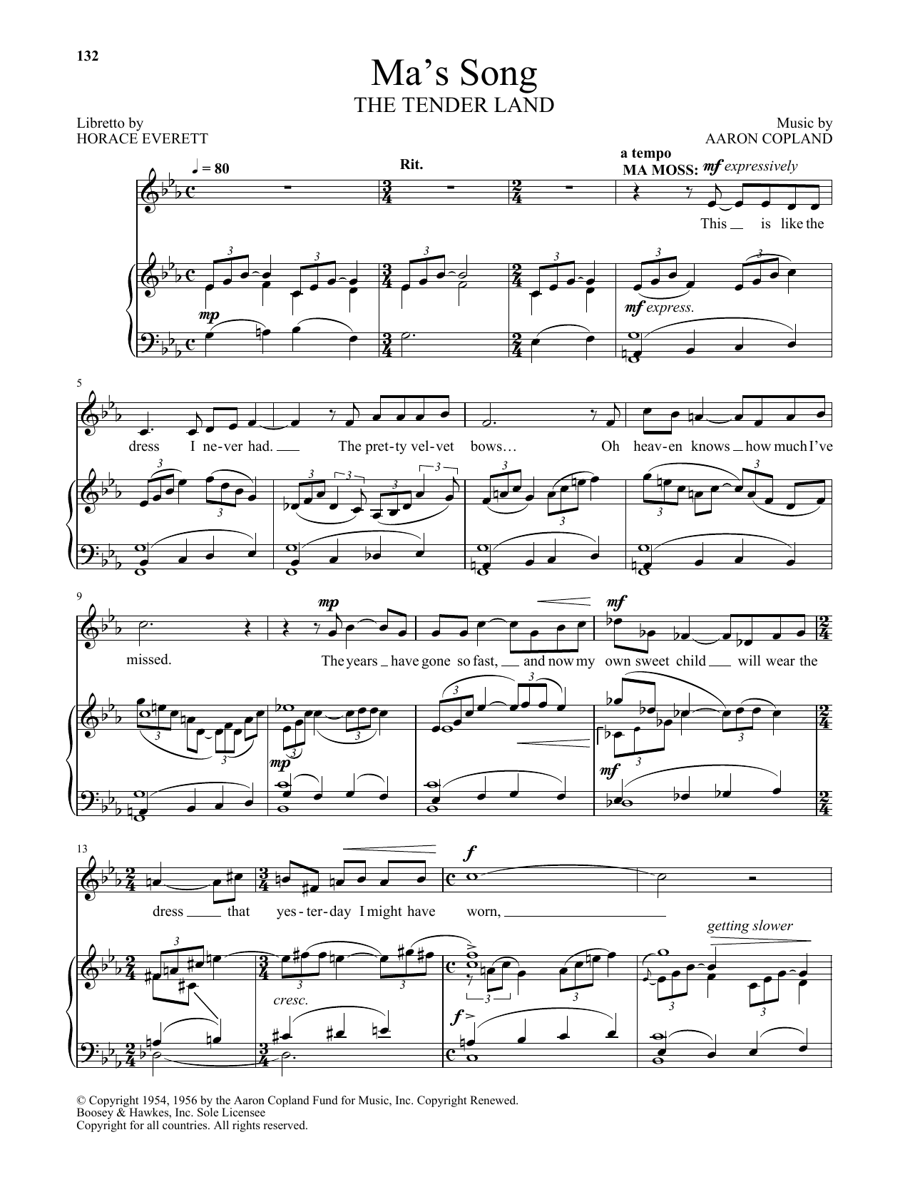 Aaron Copland Ma's Song (from The Tender Land) Sheet Music