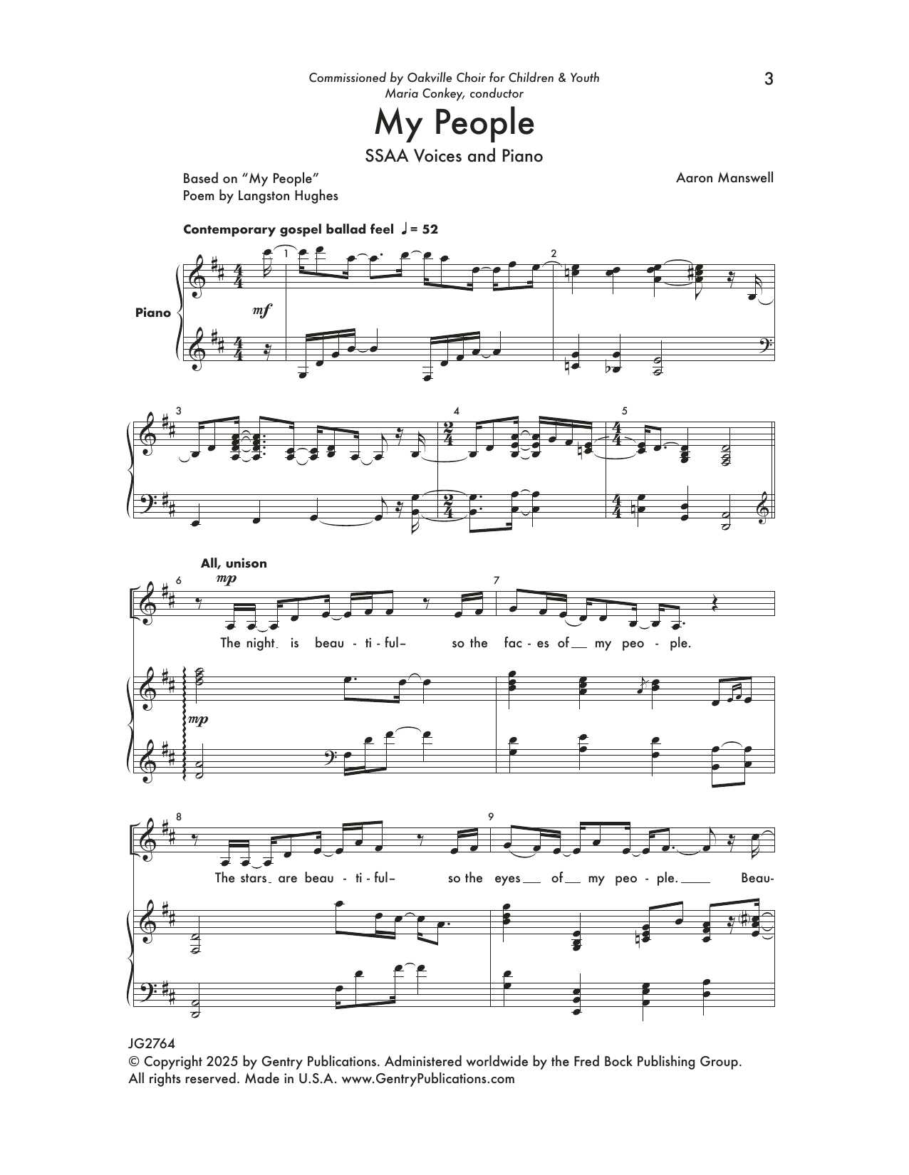 Aaron Manswell My People Sheet Music