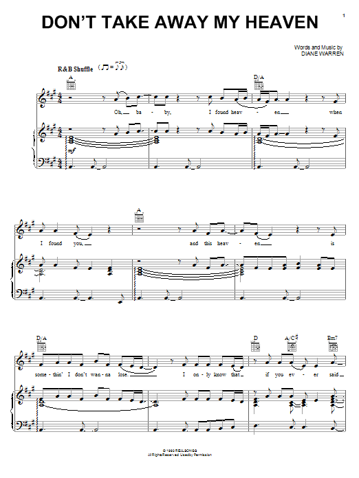 Aaron Neville Don't Take Away My Heaven Sheet Music