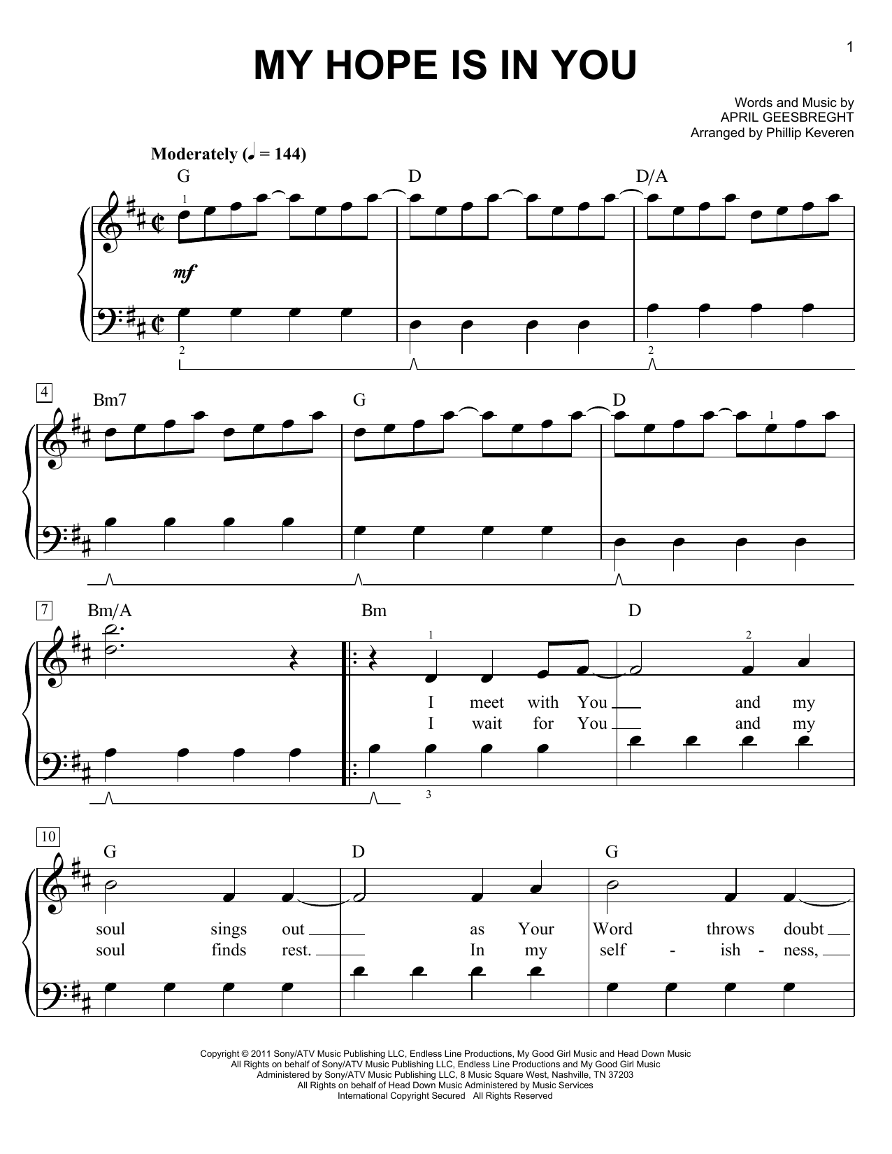 Aaron Shust My Hope Is In You (arr. Phillip Keveren) Sheet Music